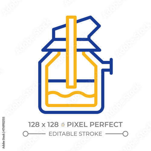 Basic oxygen furnace two color line icon. Steelmaking, metalwork. Industrial technology. Steel production bicolor outline symbol. Duotone linear pictogram. Isolated illustration. Editable stroke