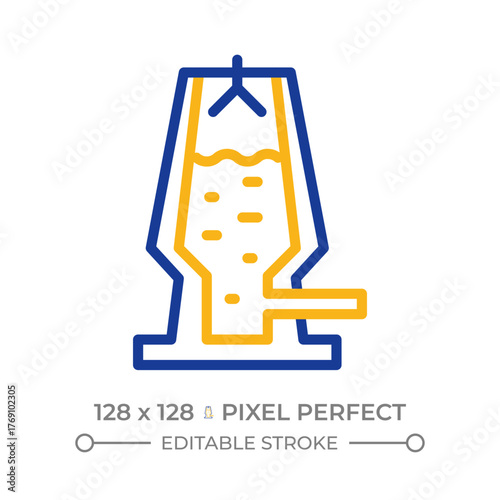 Blast furnace two color line icon. Steel foundry, metallurgy. Heavy industry, smelting. Metal casting bicolor outline symbol. Duotone linear pictogram. Isolated illustration. Editable stroke
