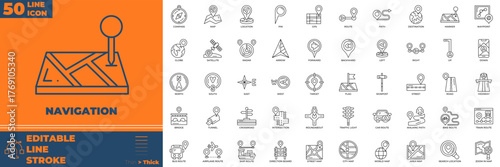 Navigation Line Editable Icons set. Vector illustration in modern thin line style of navigation icons: navigation, location, direction, etc