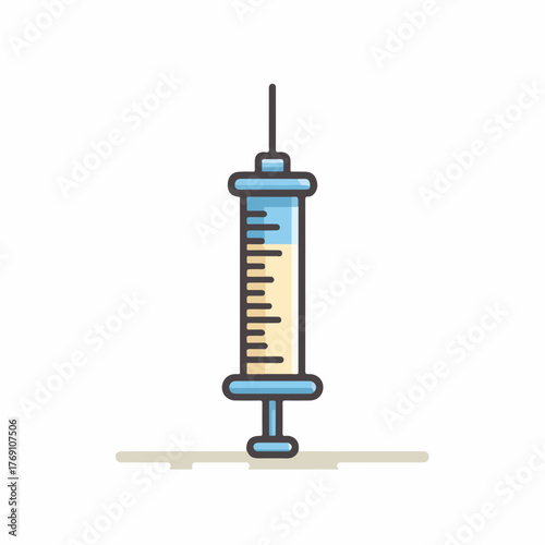 Medical Syringe Outline Icon in Flat Style