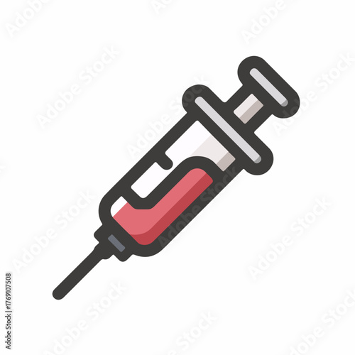 Medical syringe outline in flat style