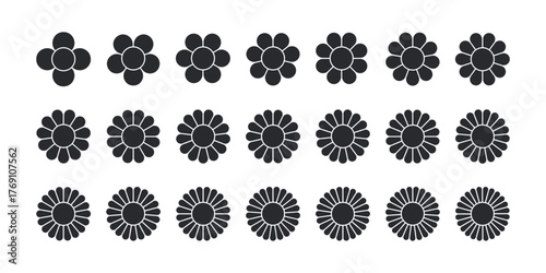 Flower petal diagram. Circle division infographic icon. Flower with leaves flat shape icon. Infographic circle diagram. Pie chart. Round wheel chart. Vector illustration isolated on white background.