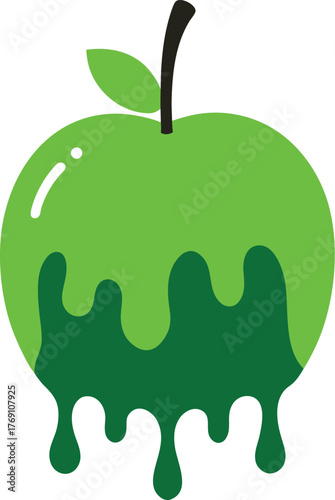 fresh green apple with water drops vector illustration