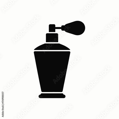 Black silhouette of a perfume bottle with atomizer