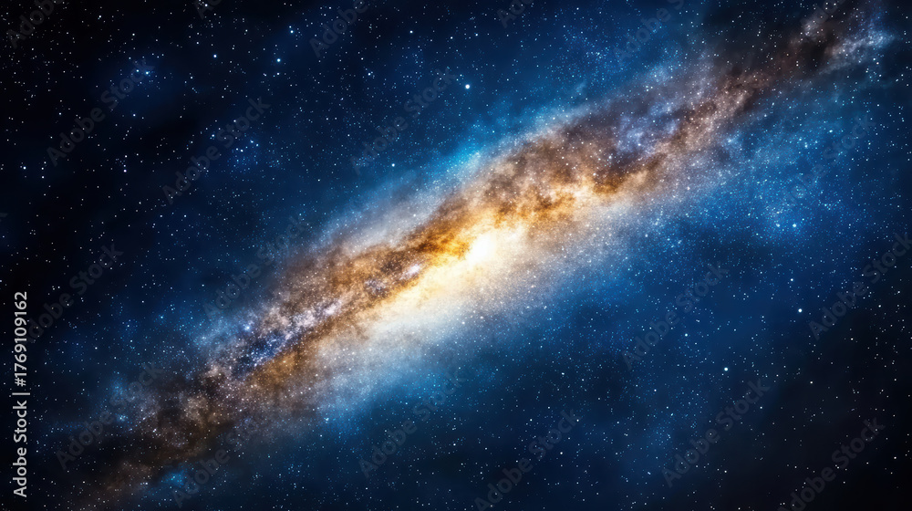 Fototapeta premium Vibrant galaxy with swirling stars and cosmic dust, showcasing beauty of universe