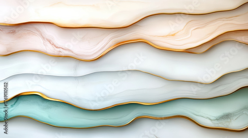 Elegant marble texture with soft curves and glowing edges creates serene atmosphere