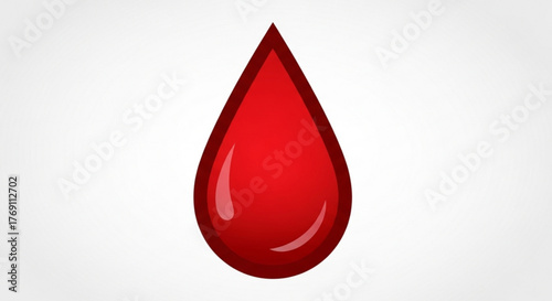 A single red blood drop, symbolizing health, medicine, and the vital essence of life