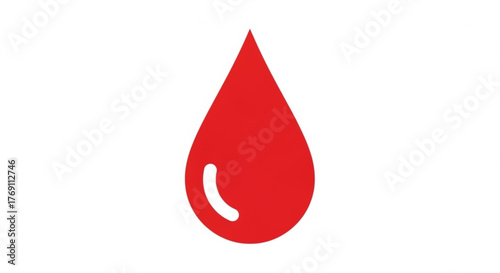 Red blood drop, symbolizing health, donation, or medical themes with its vibrant color and simple, clean design
