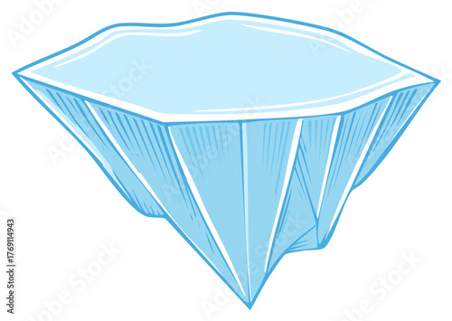 Cartoon iceberg illustration, cold, chilly, and frozen environment, vector graphic.