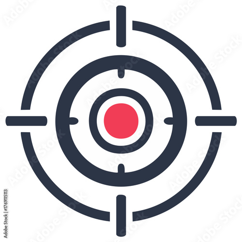 Target icon with crosshairs and red bullseye for accuracy and goals