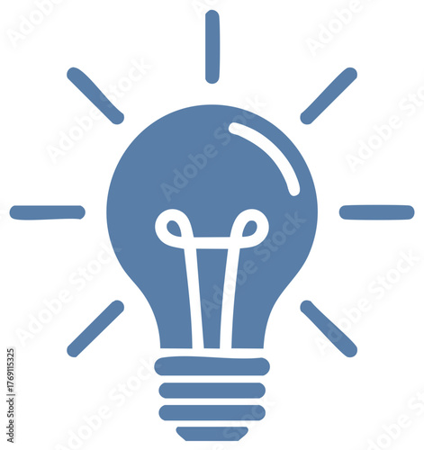 Glowing blue light bulb icon symbolizing innovation, creative ideas, and bright solutions