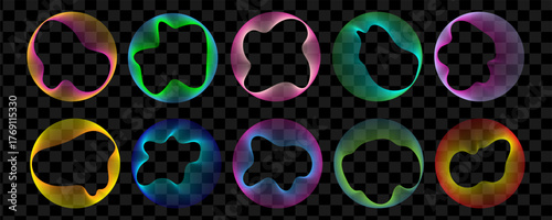 Wavy shapes collection. Colorful dynamic lines blend set isolated