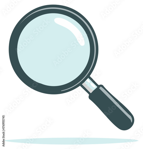 Magnifying glass close up displaying the object for zoom in and search for a scientific data with detective style tools