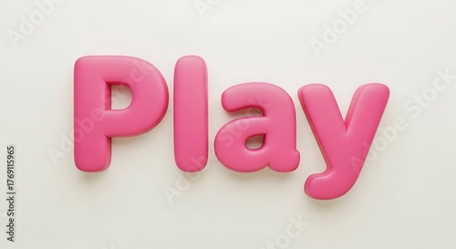 Pink 3d Play Button on Light Background for Entertainment and Gaming Content