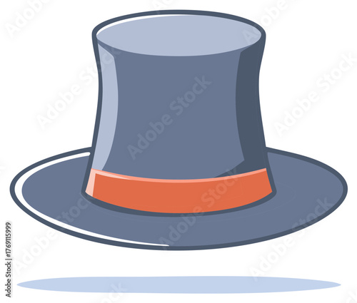 Cartoon Illustration of a Formal Top Hat with Ribbon, Magician's Accessory