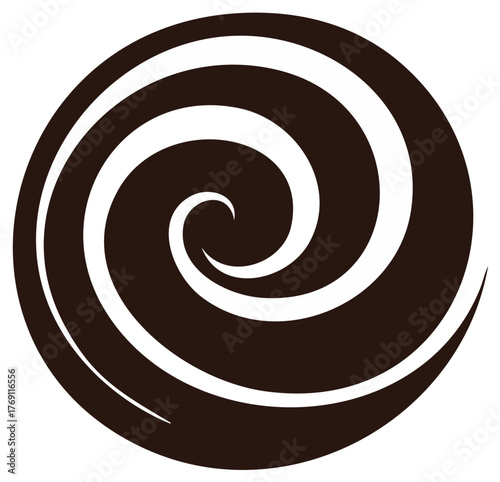 Abstract swirl design in brown and white, modern graphic element.