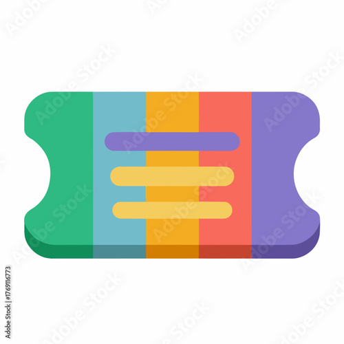 Vibrant ticket icon in flat design