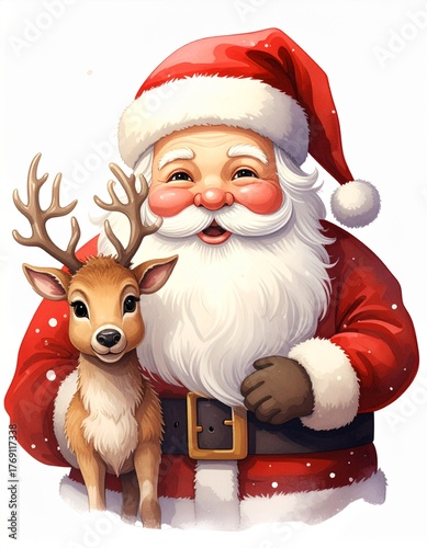 Weihnachtsmann mit Rentier