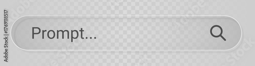 Generative AI bar design for web site or UI. Artificial intelligence prompt search field in glass style