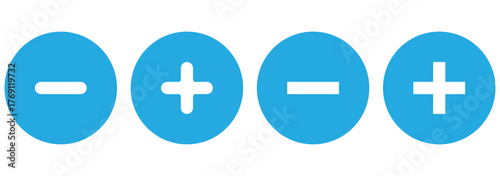 Plus and minus signs vector icons set. Mathematical symbols, add, subtract, right and wrong, pros and cons.
