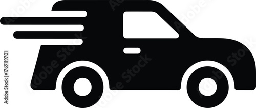 Silhouette icon of a fast moving car suggesting speed and delivery services