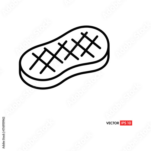 Grilled Beef Steak Meat Food Line Art Vector Icon Illustration