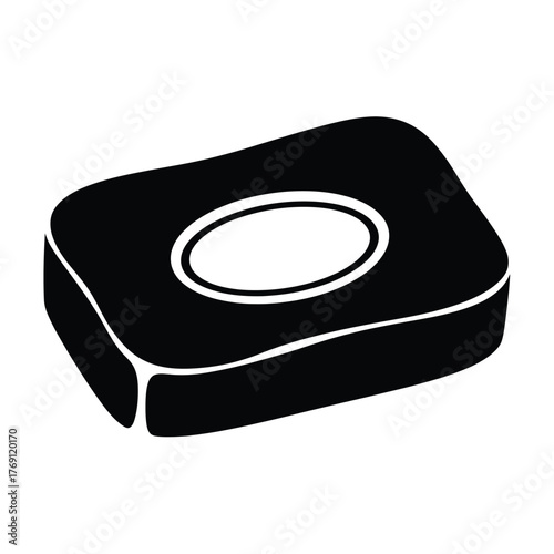 Black soap bar with white oval shape vector