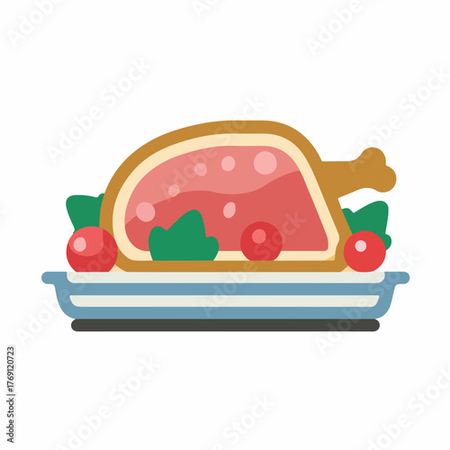 Vibrant Turkey Roast Flat Icon