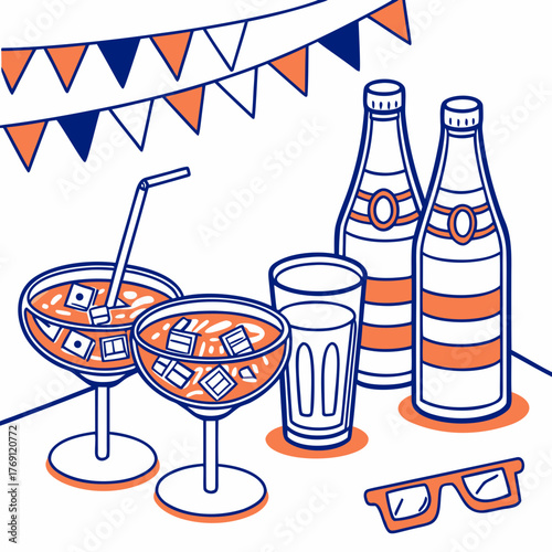 Festive drinks and decorations for celebration