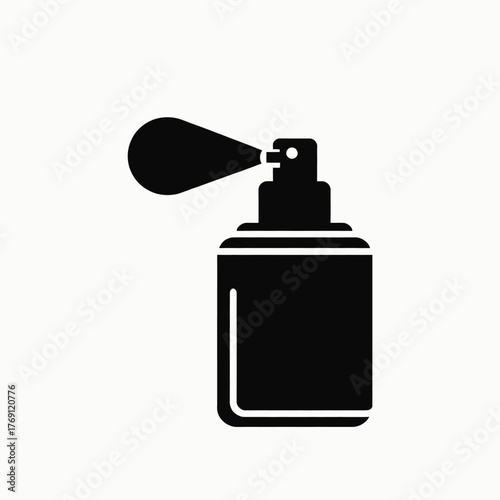 Black spray bottle icon with mist vector