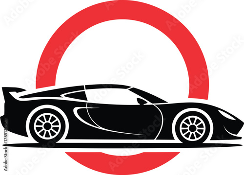 Modern abstract red circle segment symbol futuristic design concept