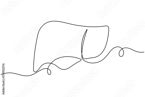 Human Liver anatomy continuous one line drawing on white background minimalist internal organ outline vector illustration