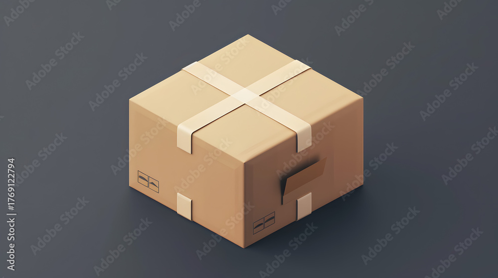 Obraz premium 3d Isometric Shipping box with tape parcel