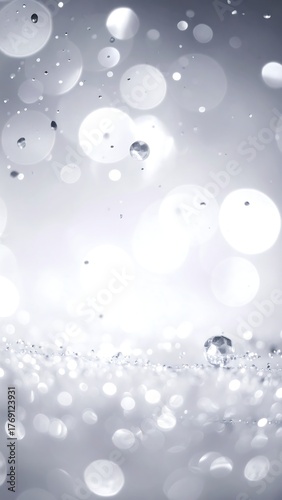Abstract close-up of sparkling lights and droplets with a soft, bokeh effect