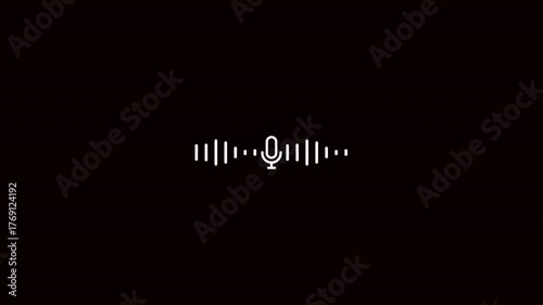 Podcast audio recording with microphone icon Animation on a transparent background, Audio recording with microphone icon animation, Audio Equalizer Background Animation With Alpha Channel.