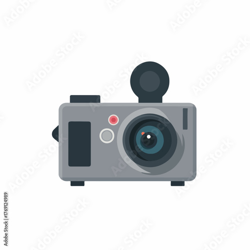 Vintage Video Camera Icon in Flat Style