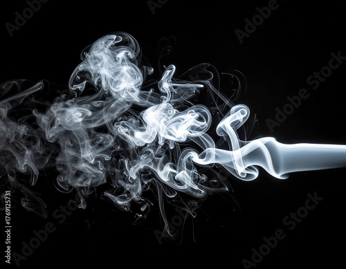 An abstract of light, wispy smoke against a dark background