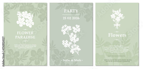 Beautiful flowers creative set of cards template with beautiful flourishes ornament elements. Elegant design for corporate identity, invitation, book covers. Design of background products.