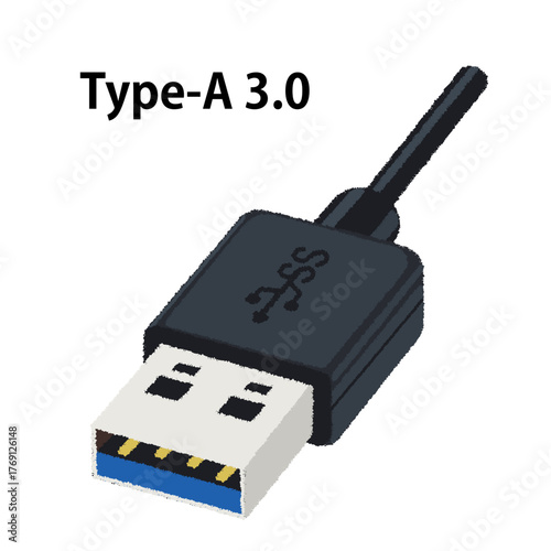 USBケーブル（Type-A 3.0）のイラスト