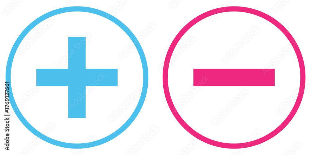 Fototapeta premium Plus and minus vector icons set. Math calculator signs.