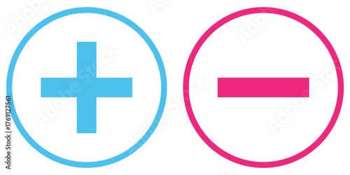 Plus and minus vector icons set. Math calculator signs.