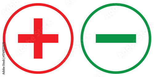 Plus and minus vector icons set. Math calculator signs.