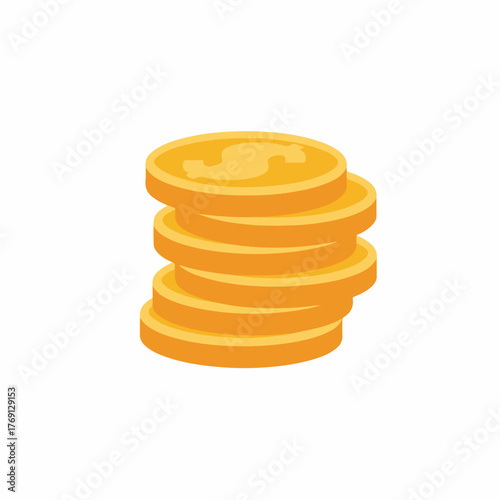Monetary Coins Object Icon Flat Vector