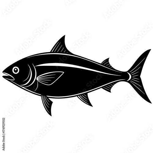 Black silhouette of a tuna fish illustration