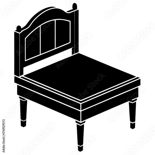 Black silhouette of a classic armchair with a curved back and wooden legs