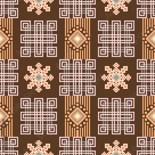Brown abstract ethnic pattern.