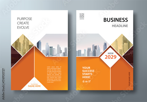 Orange annual report, flyer template, leaflet presentation, book cover templates, layout in A4 size