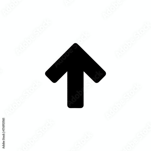 Vetor preto de seta apontando para cima em fundo branco, símbolo simples de direção e progresso.