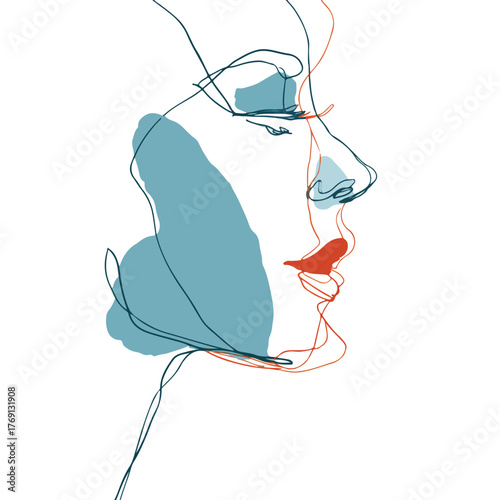 Elegant abstract human profile in continuous line