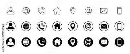 Collection of business card icon set. Vector illustration.